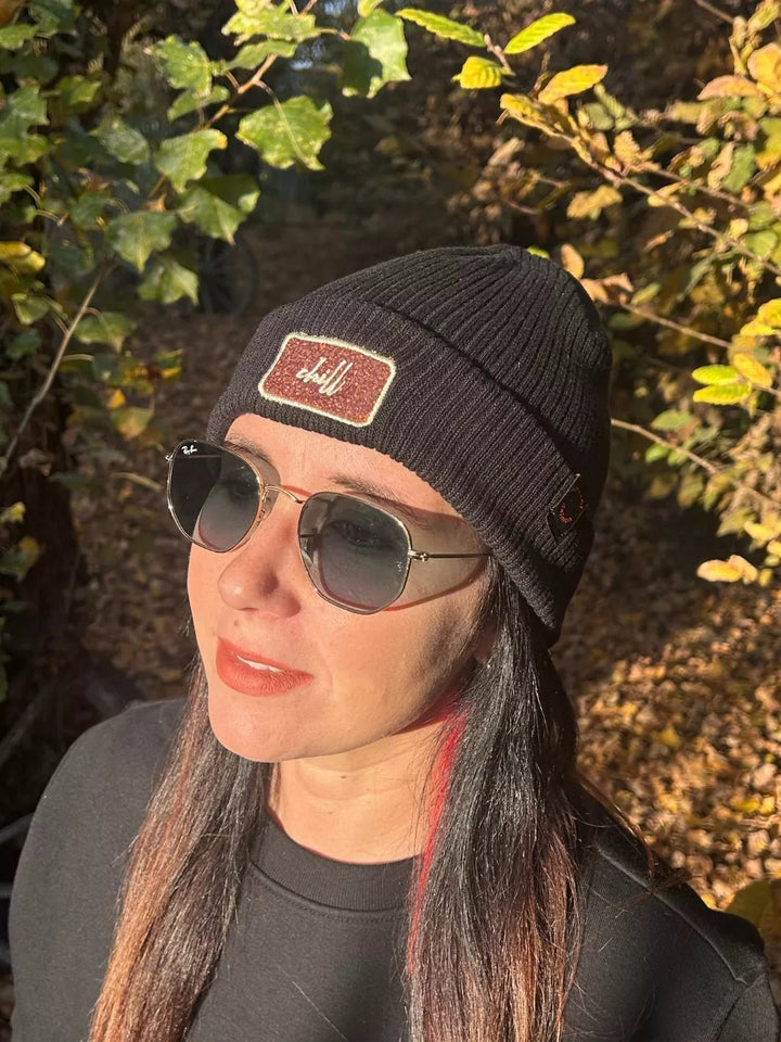 organic cotton beanie with chill patch