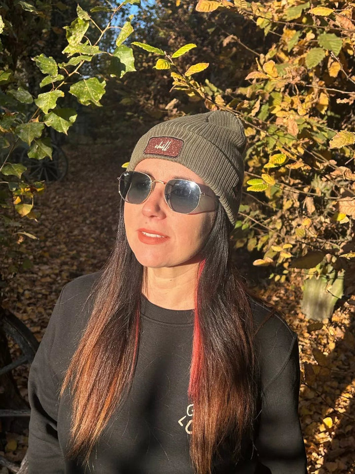 organic cotton beanie with chill patch