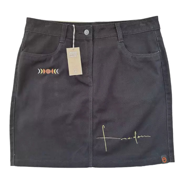freedom embroidered black organic cotton skirt
