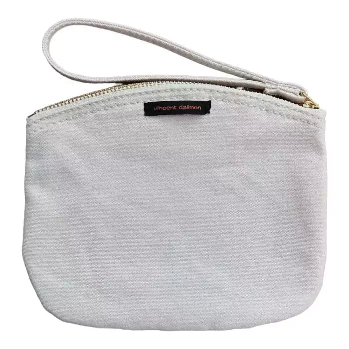 back of the white organic cotton clutch bag