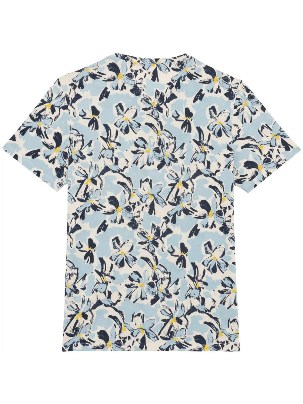 organic cotton t-shirt with all over ivory floral blue