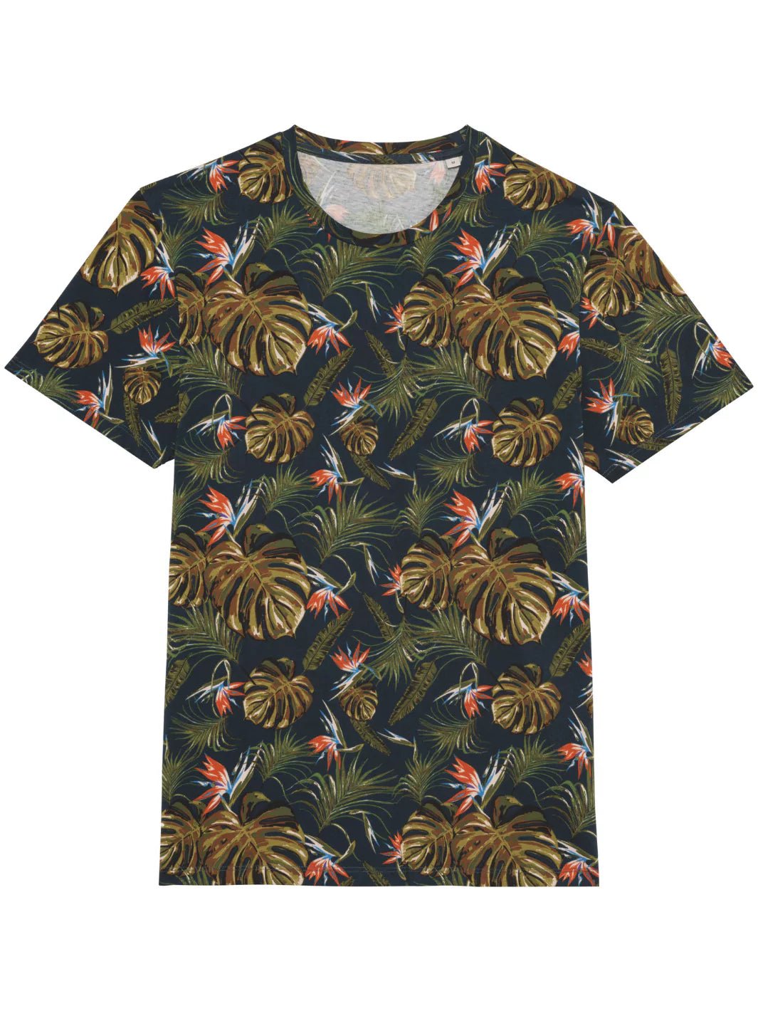 organic cotton t-shirt with all over print navy bird