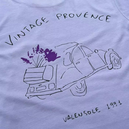 lavender organic cotton unisex t-shirt with vintage provence print