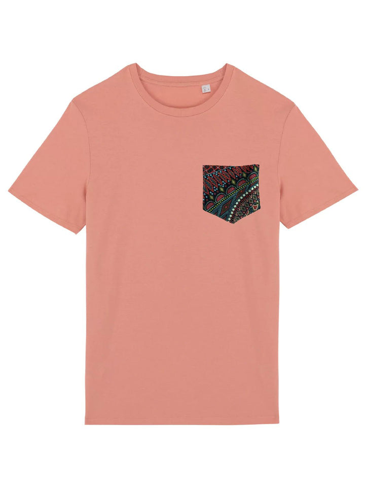 peach organic cotton t-shirt with mosaic pocket