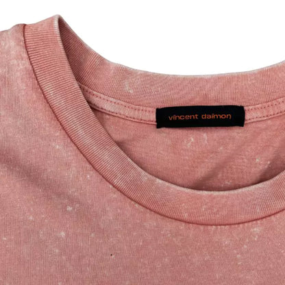 Pink t-shirt with dèlavè effect in organic cotton