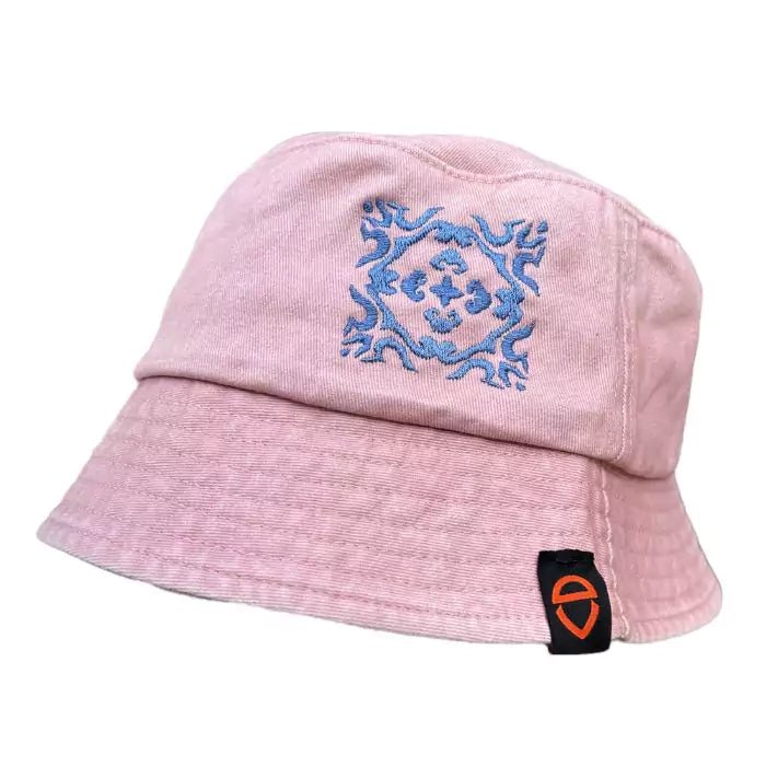 washed-out bucket hat in organic cotton and embroidered azulejos