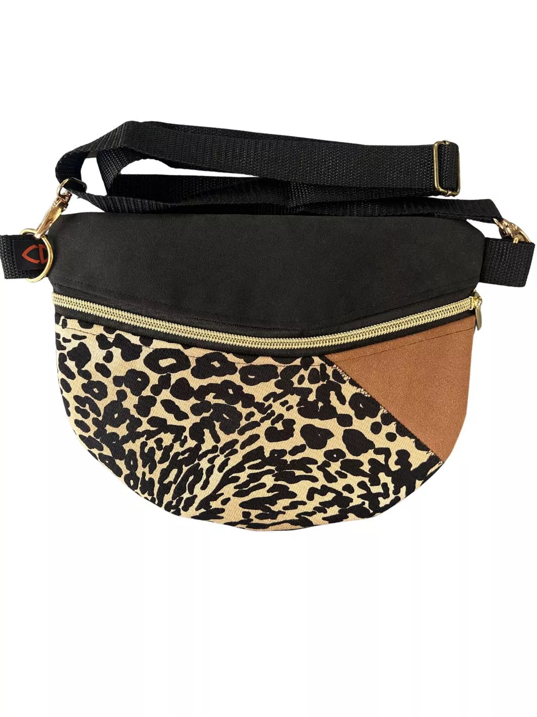 Savana Soul handmade women's crossbody bag crafted in Alcantara and animal print cotton.