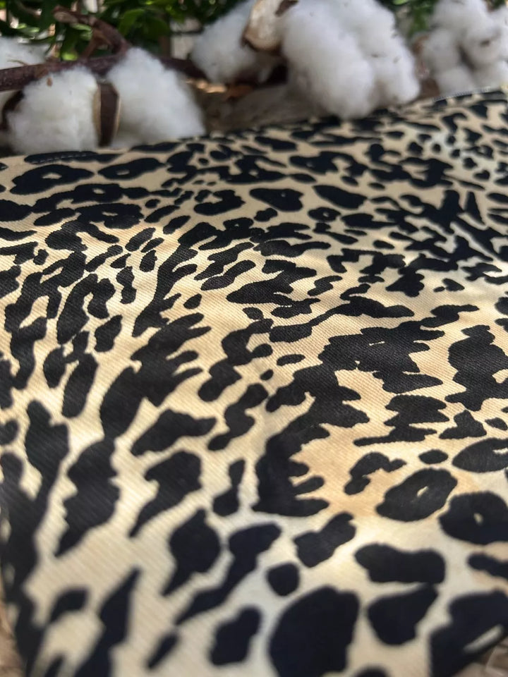 Savana Soul handmade women's crossbody bag crafted in Alcantara and animal print cotton.