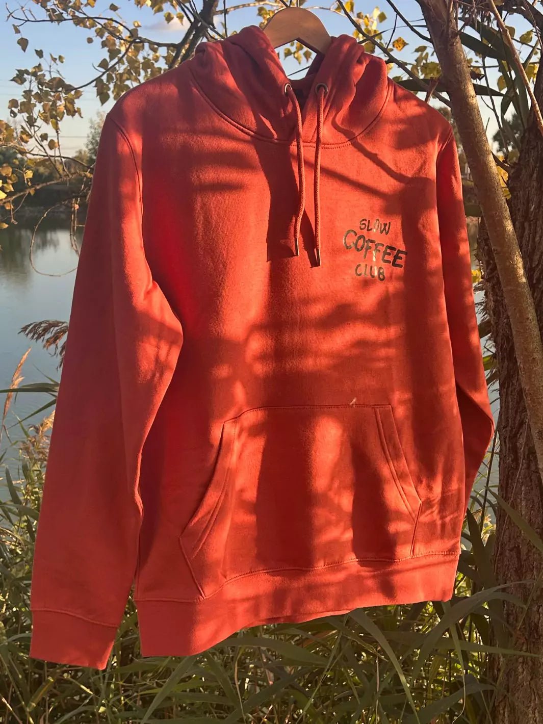 slow coffee club unisex hoodie terracotta