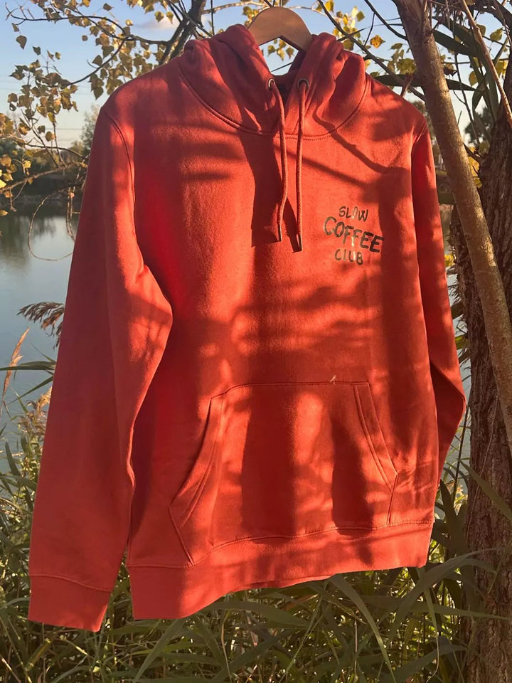 slow coffee club unisex hoodie terracotta