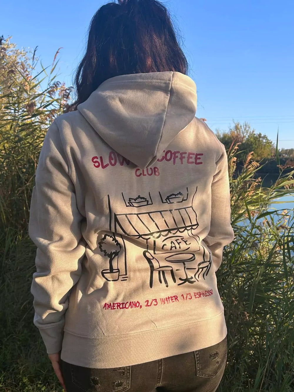 slow coffee club unisex hoodie light grey