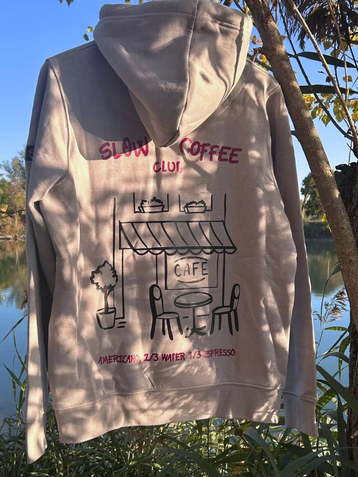 slow coffee club unisex hoodie light grey