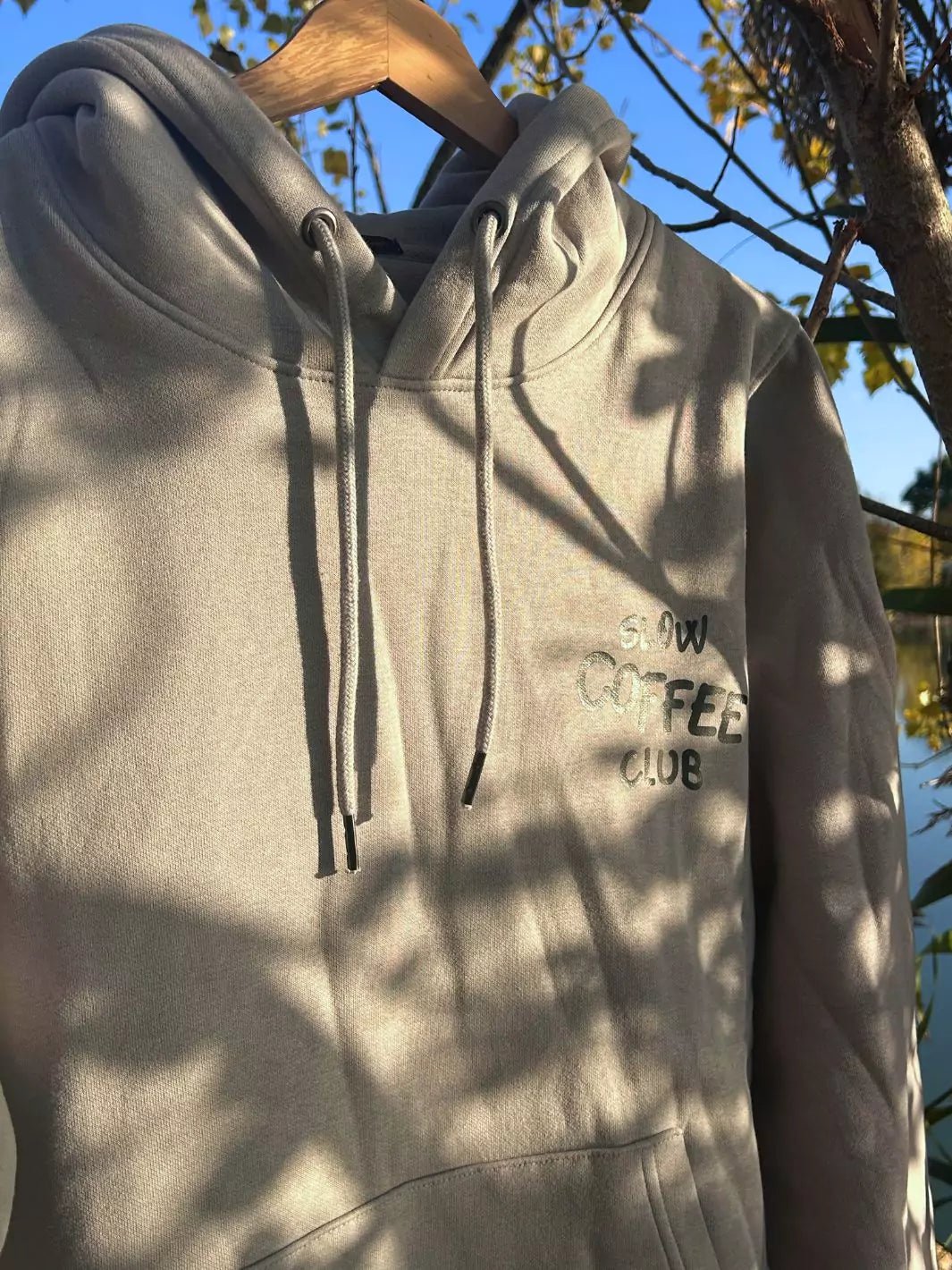 slow coffee club unisex hoodie light grey