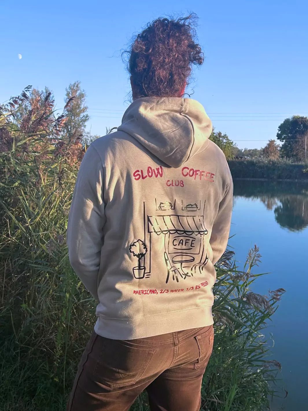 slow coffee club unisex hoodie light grey