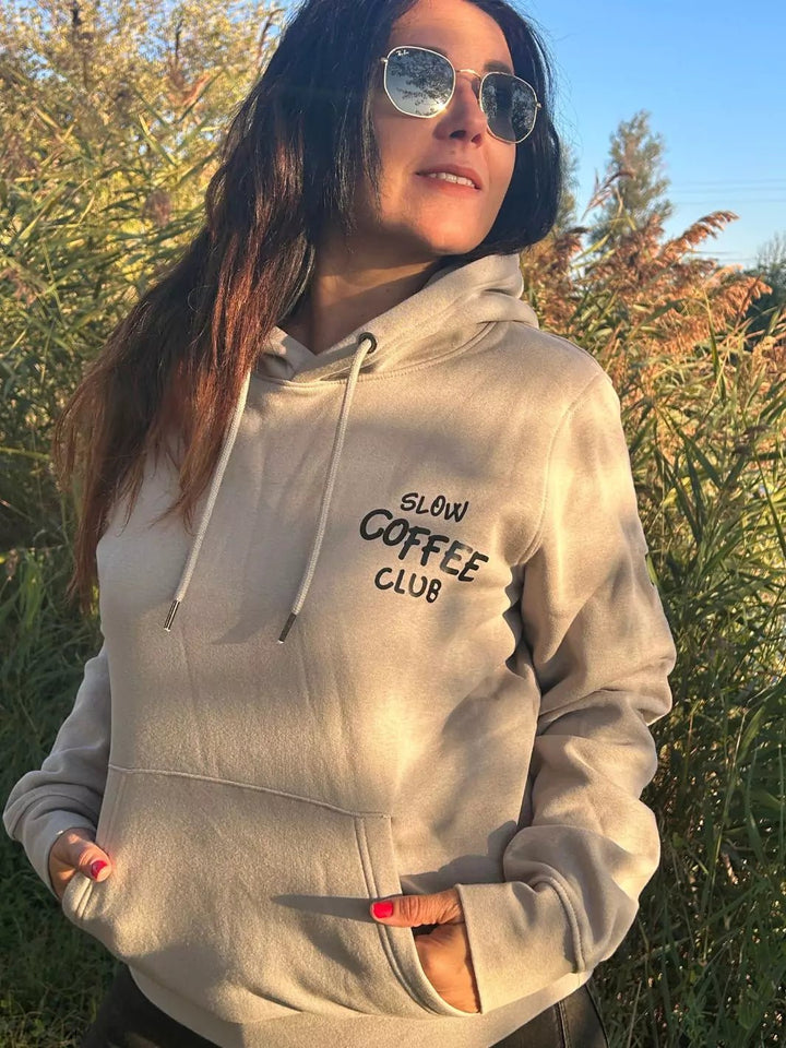 slow coffee club unisex hoodie light grey