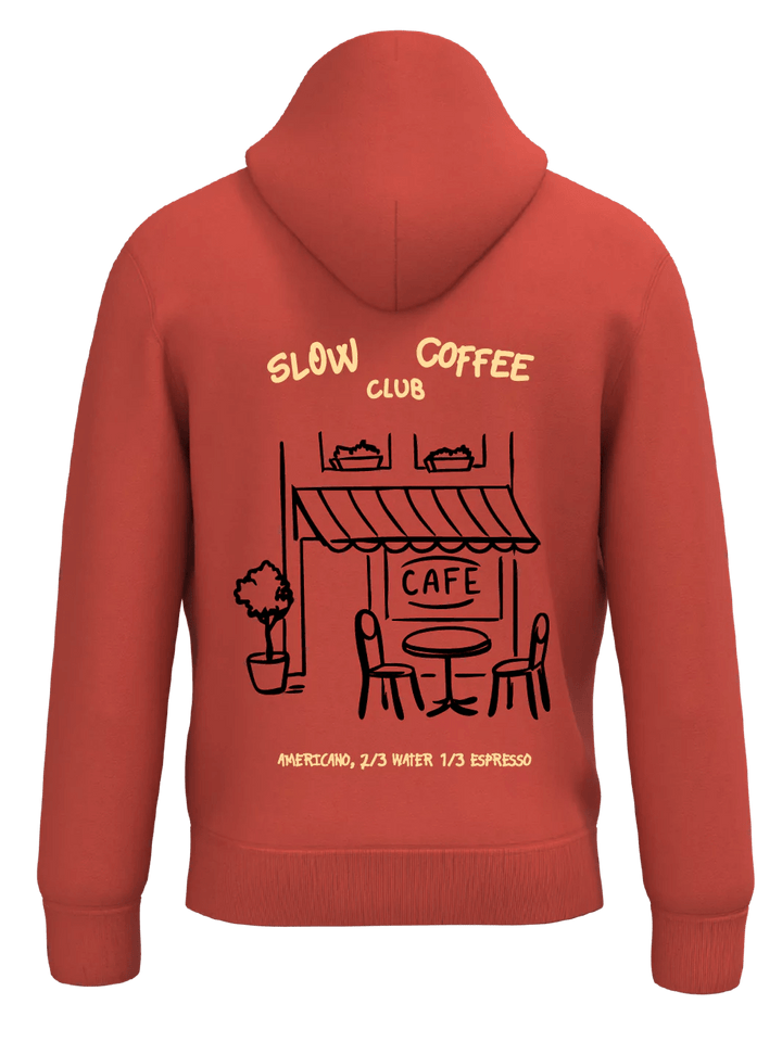 slow coffee club unisex hoodie terracotta