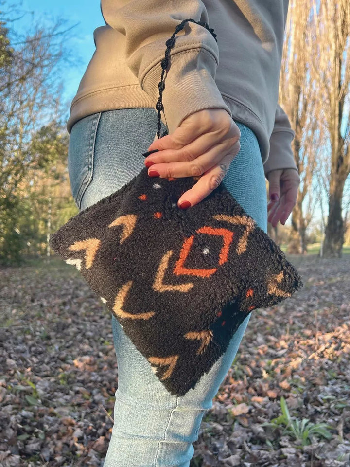 upcycled teddy boho pouch