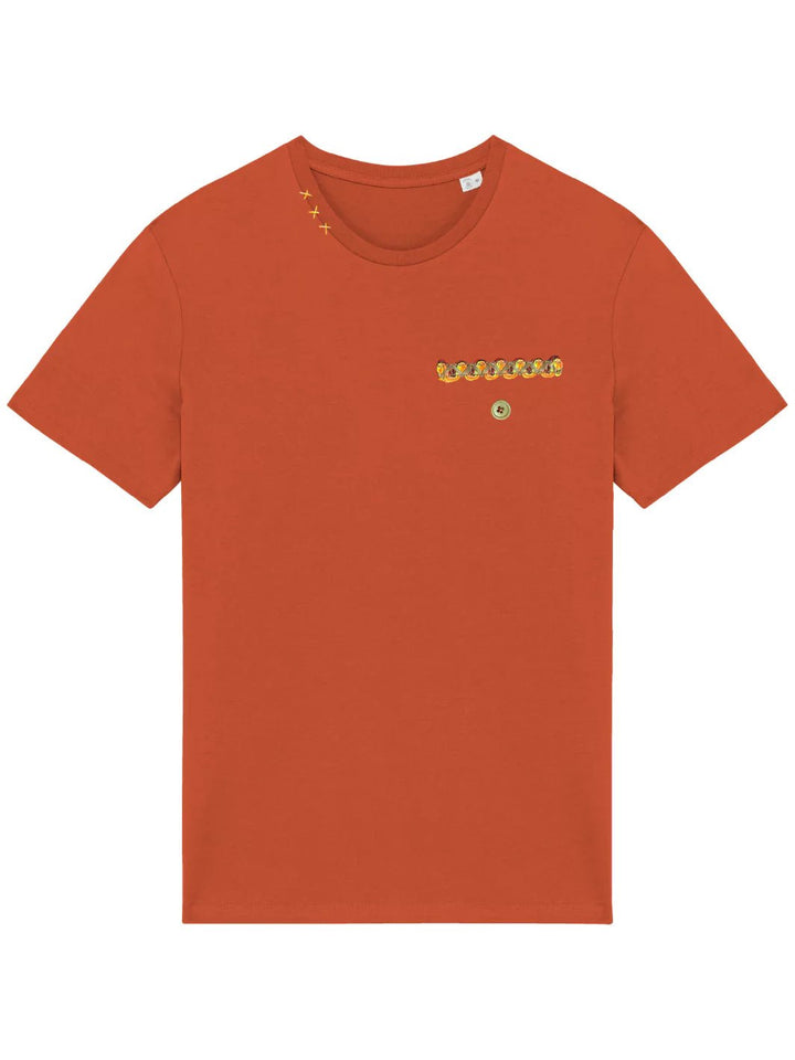 terracotta organic cotton t-shirt with fake pocket