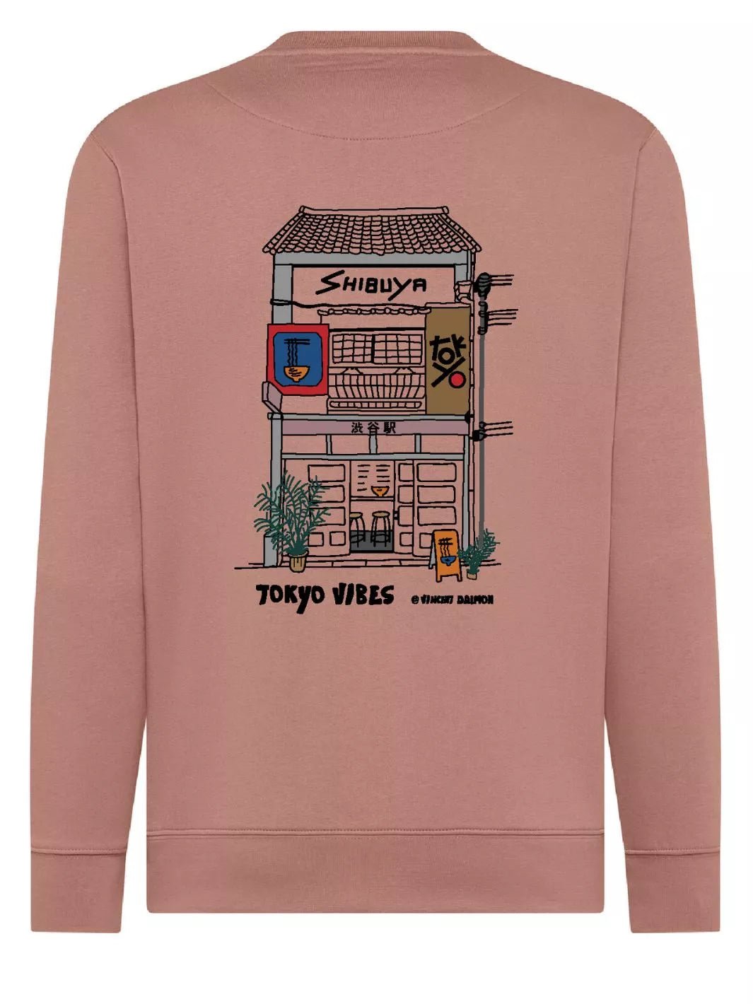 tokyo shibuya embroidered patch pink sweatshirt