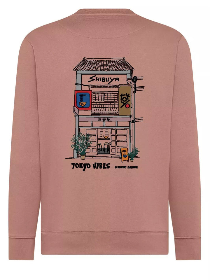 tokyo shibuya embroidered patch pink sweatshirt