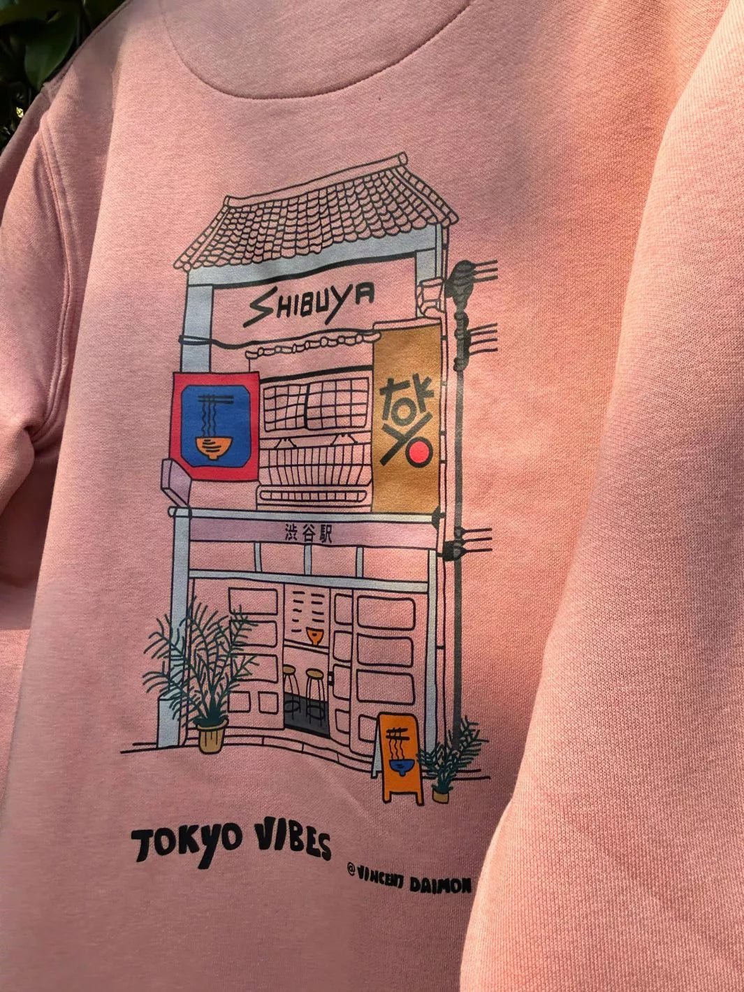 tokyo shibuya embroidered patch pink sweatshirt