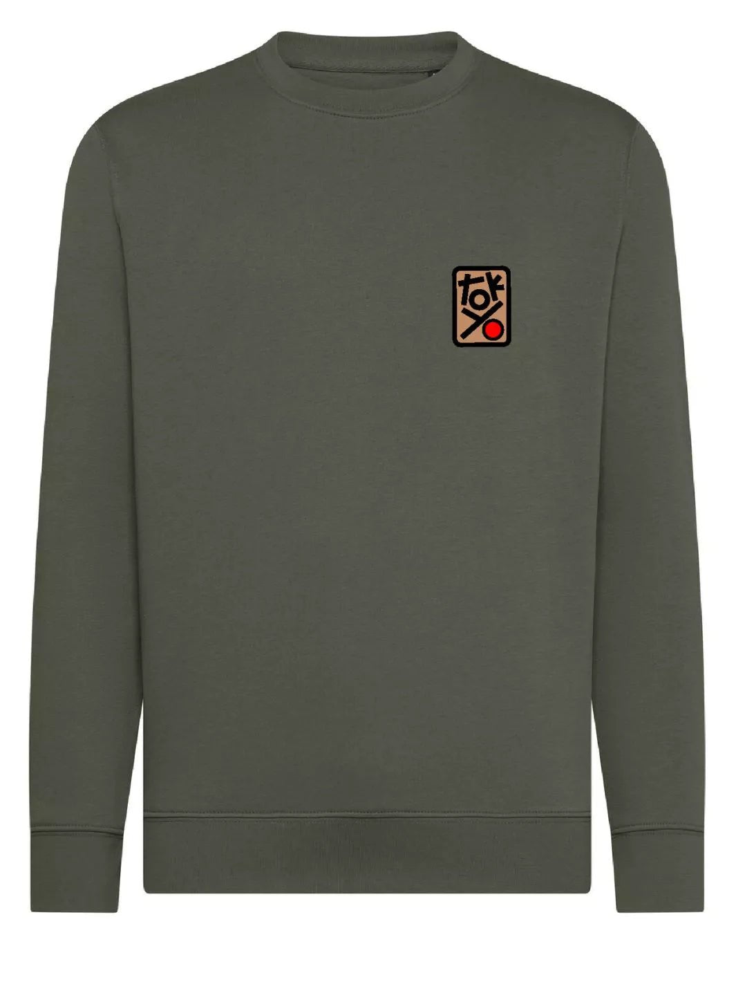 tokyo shibuya embroidered patch khaki sweatshirt