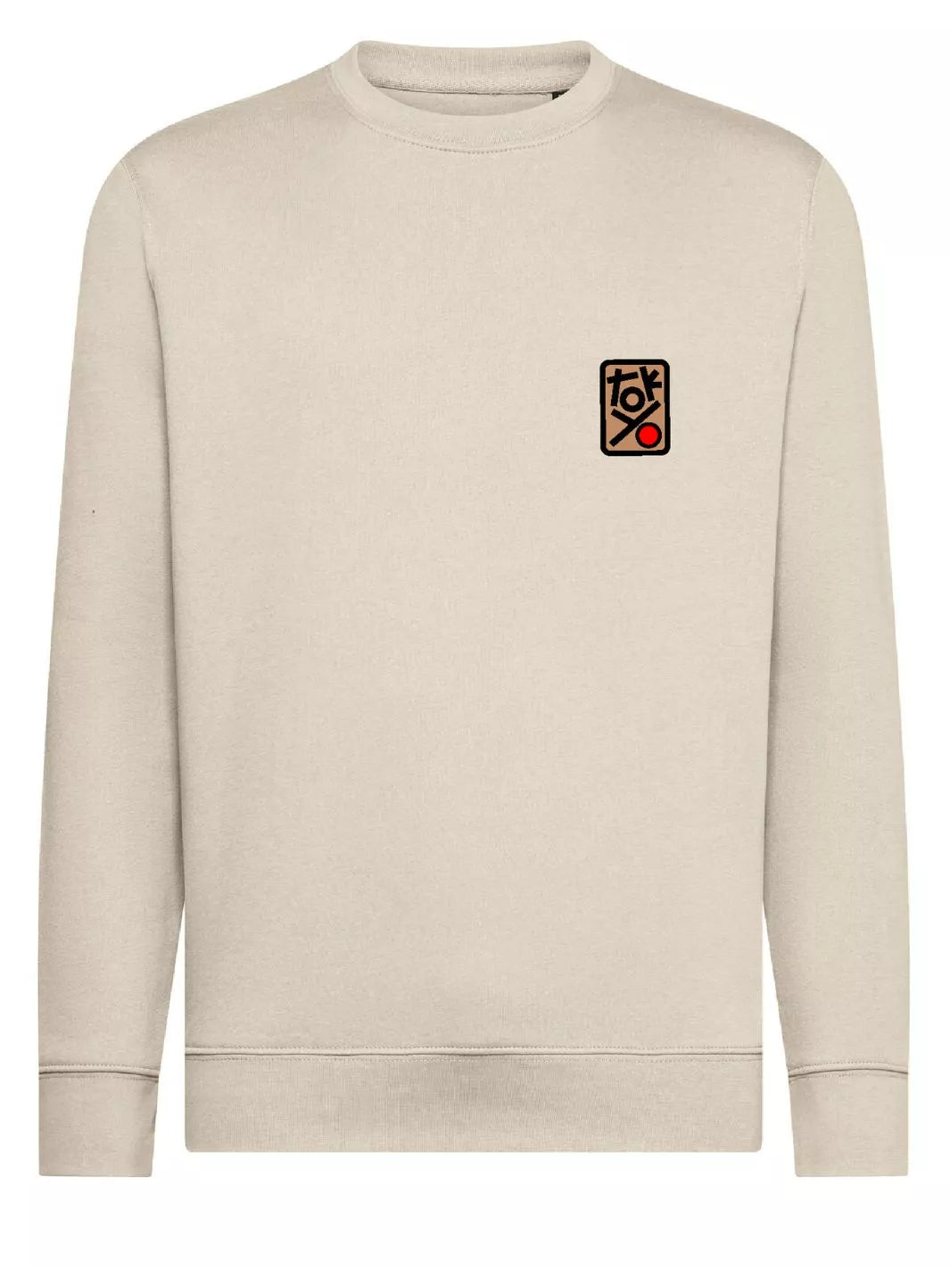 tokyo shibuya embroidered patch beige sweatshirt