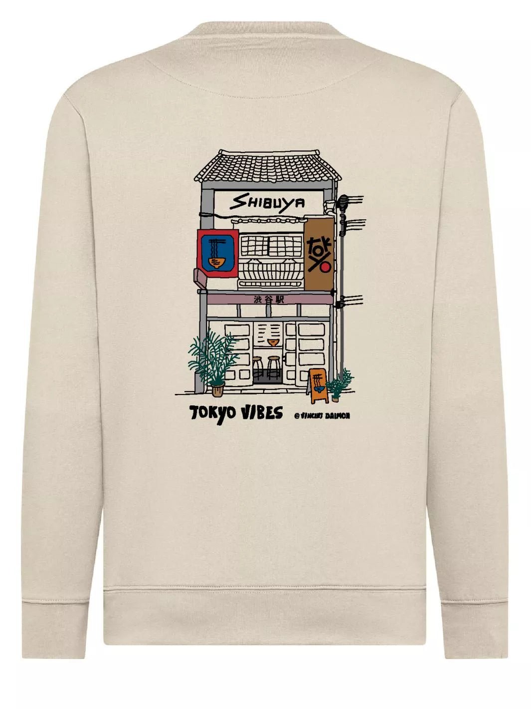 tokyo shibuya embroidered patch beige sweatshirt