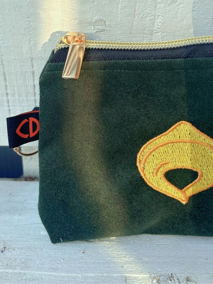 tortellino embroidered alcantara pouch