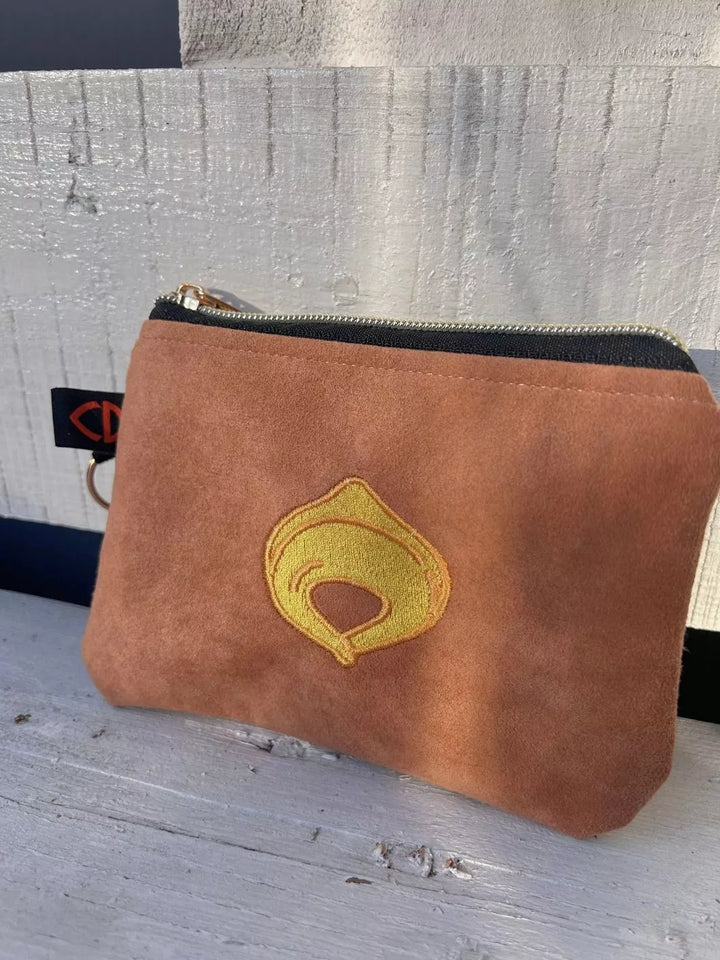tortellino embroidered alcantara pouch