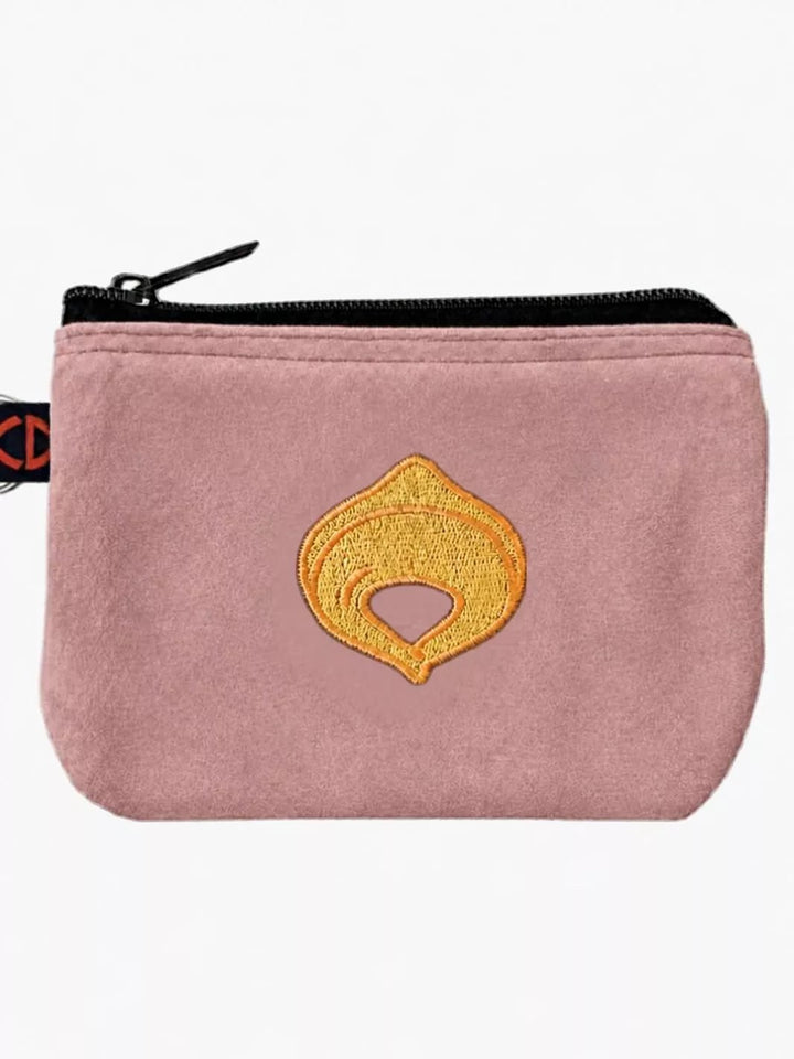tortellino embroidered alcantara pouch
