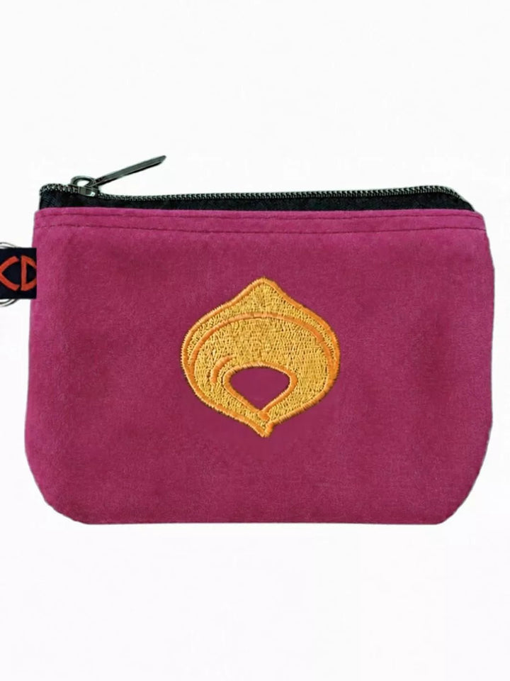 tortellino embroidered alcantara pouch