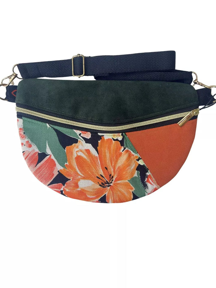 tropical ibiscus handmade women's crossbody bag