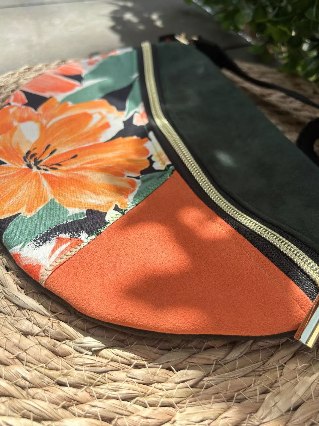 tropical ibiscus handmade women's crossbody bag