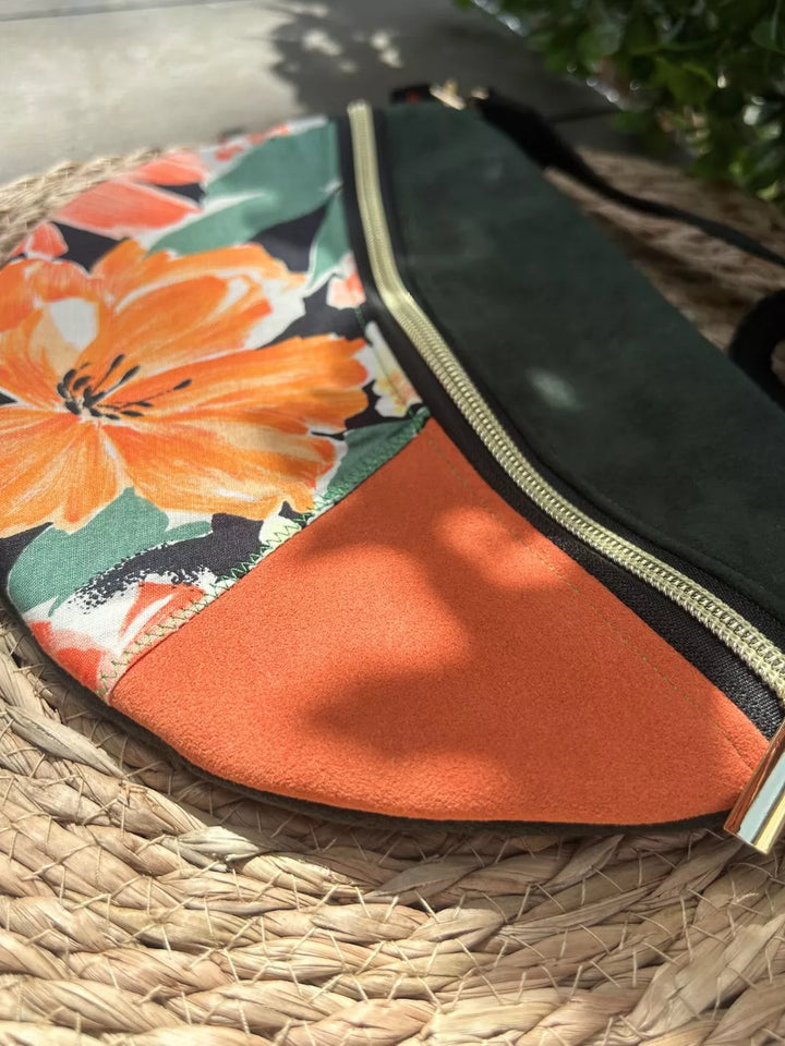tropical ibiscus handmade women's crossbody bag