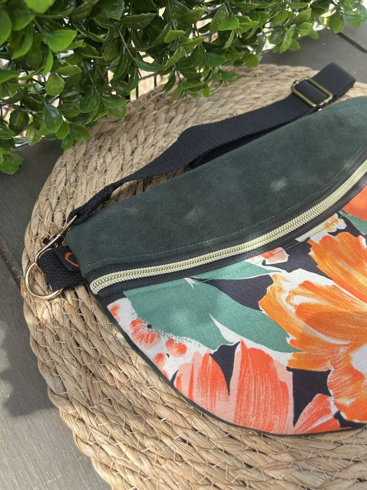 tropical ibiscus handmade women's crossbody bag
