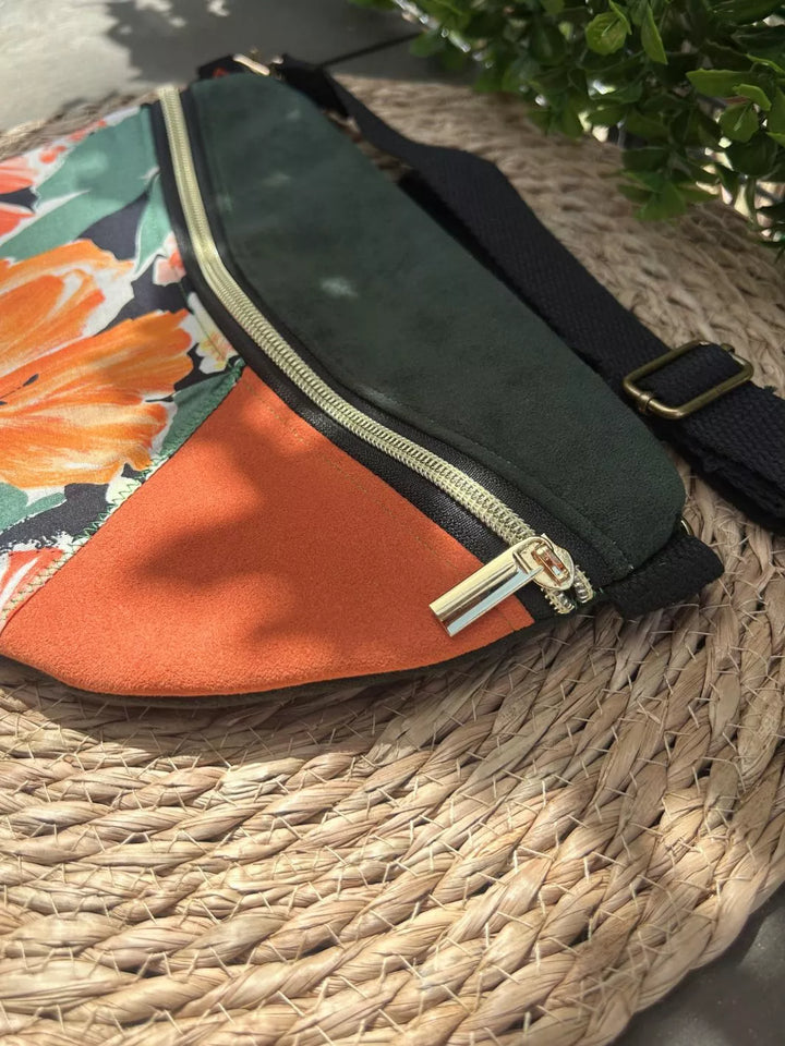 tropical ibiscus handmade women's crossbody bag