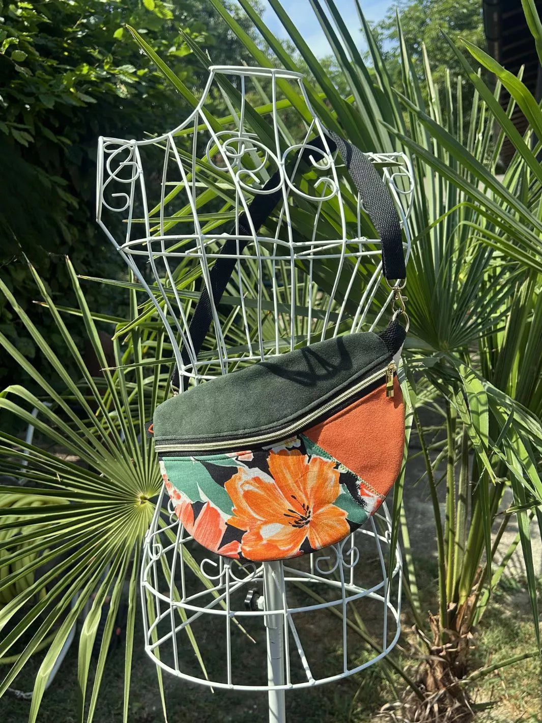 tropical ibiscus handmade women's crossbody bag