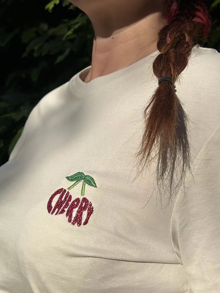 Unisex Organic Cotton T-Shirt Embroidered Cherry
