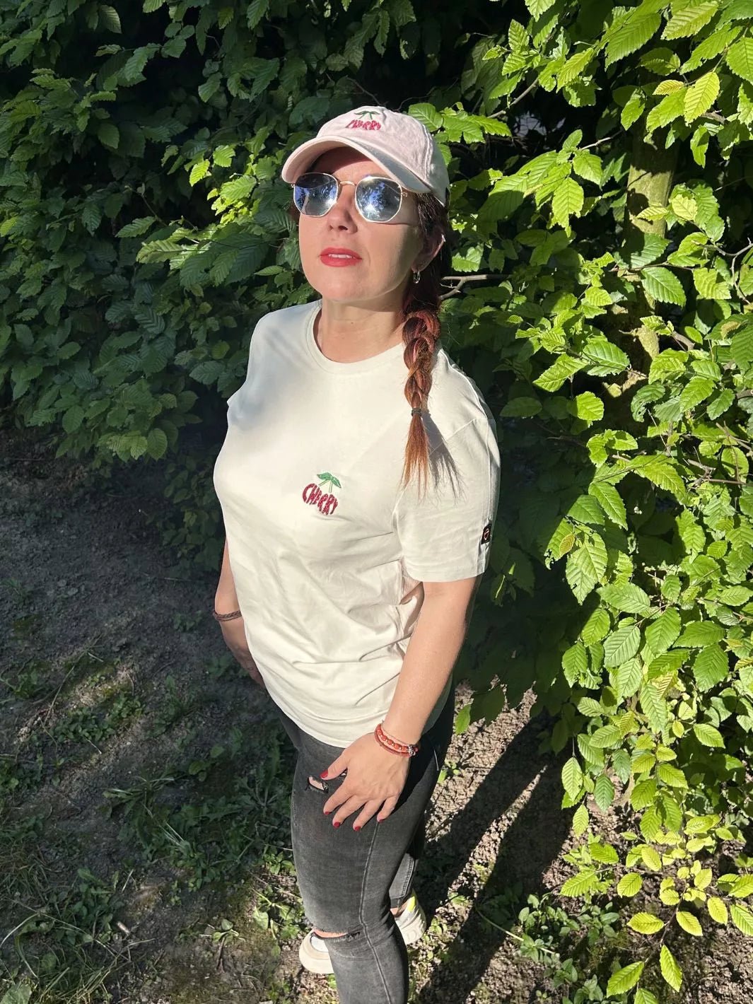 Unisex Organic Cotton T-Shirt Embroidered Cherry
