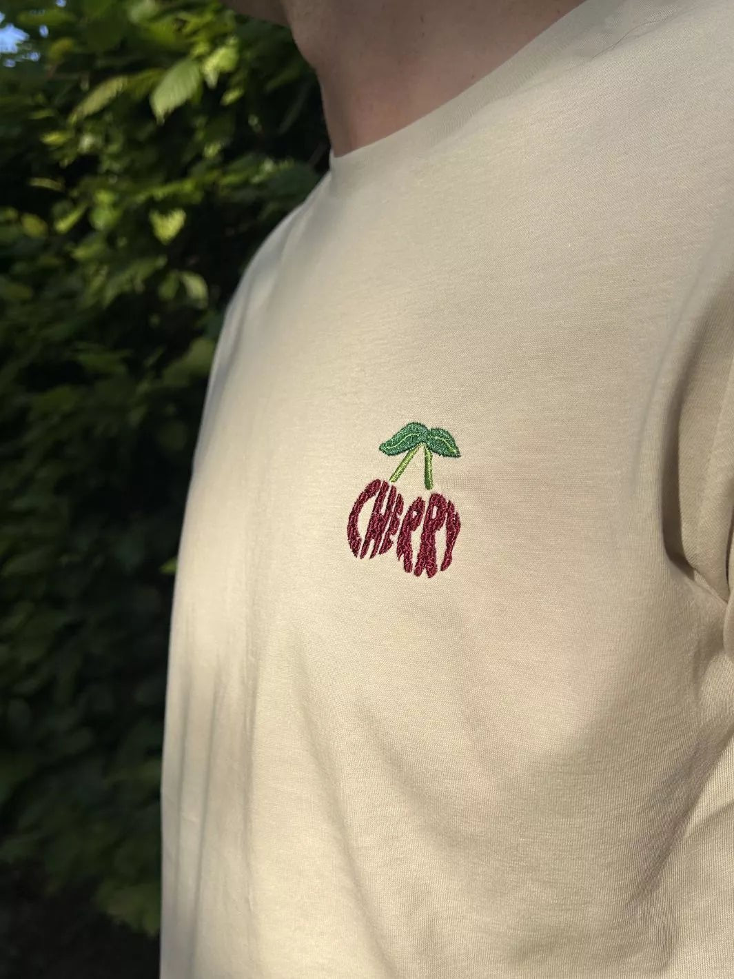 Unisex Organic Cotton T-Shirt Embroidered Cherry