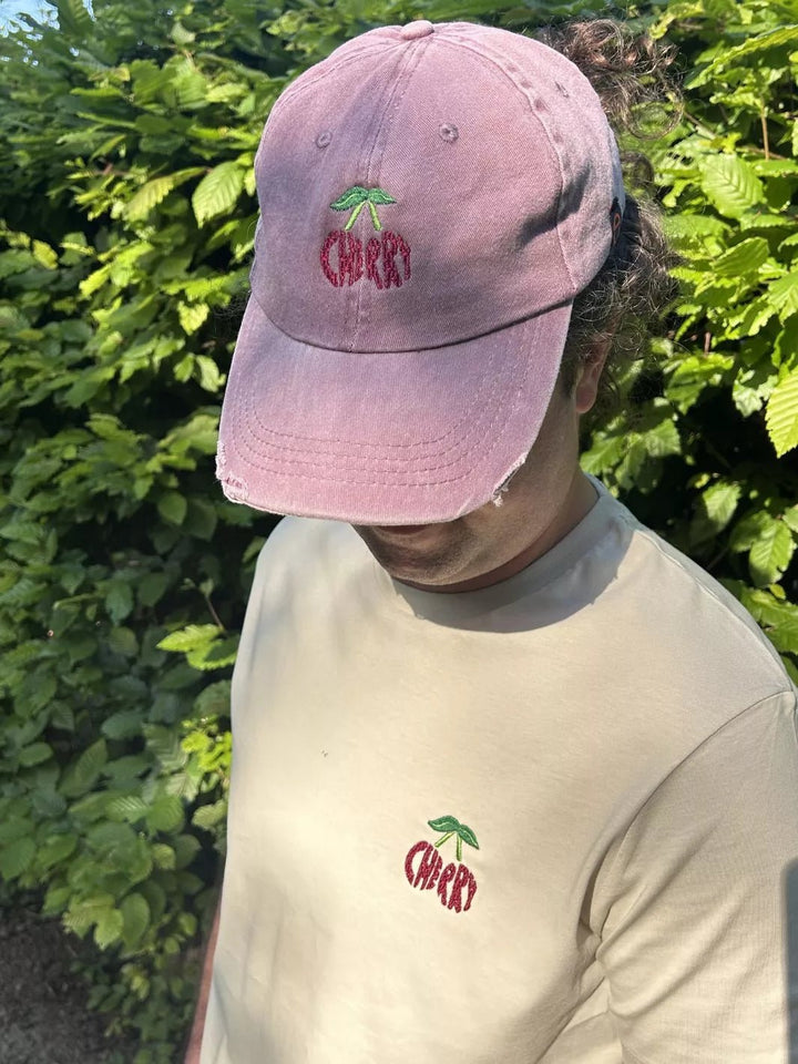 Unisex Organic Cotton T-Shirt Embroidered Cherry