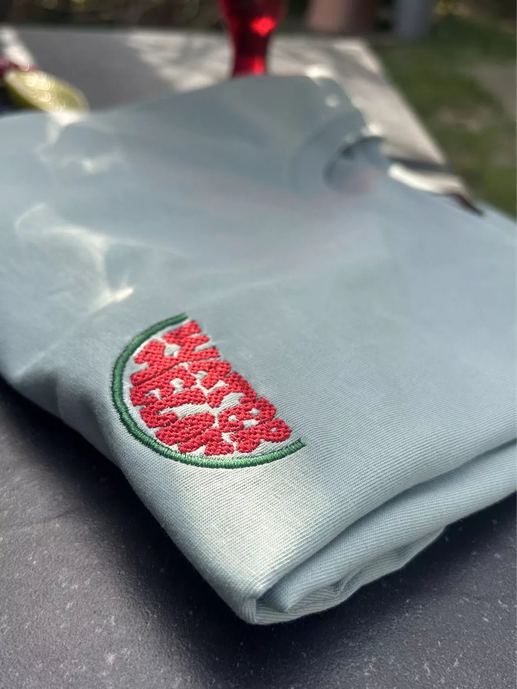 Unisex Organic Cotton T-Shirt Embroidered Watermelon