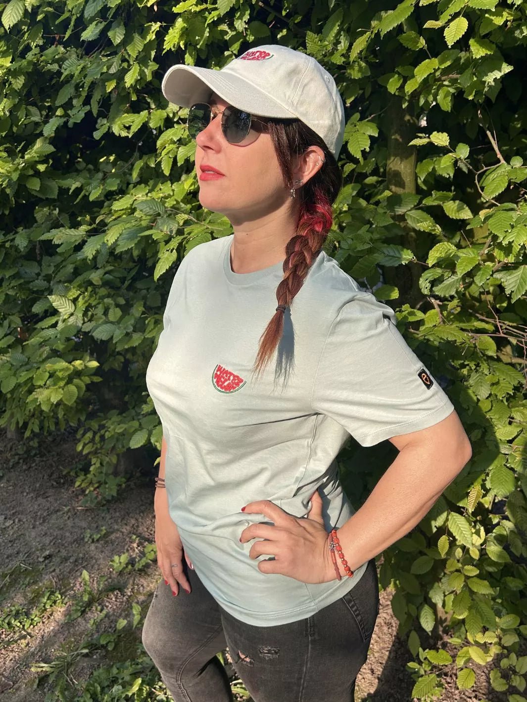 Unisex Organic Cotton T-Shirt Embroidered Watermelon