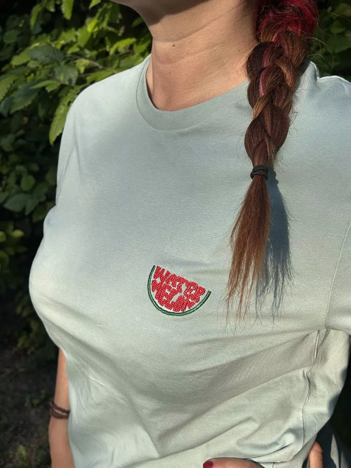 Unisex Organic Cotton T-Shirt Embroidered Watermelon