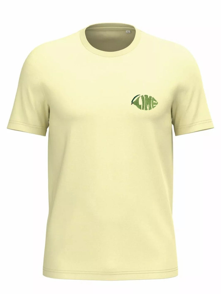 Unisex Organic Cotton T-Shirt Embroidered Lime