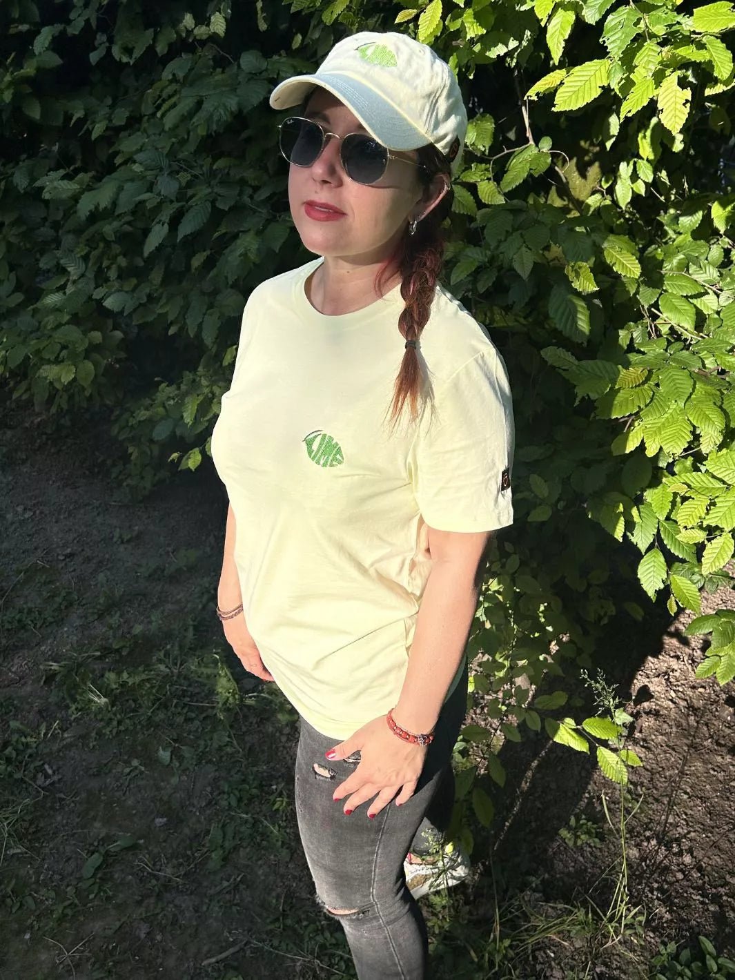 Unisex Organic Cotton T-Shirt Embroidered Lime
