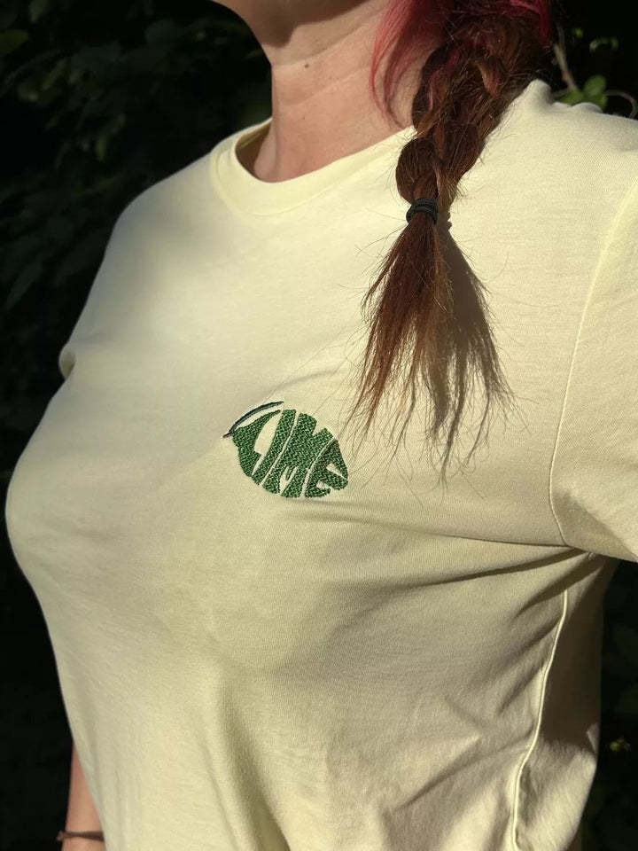 Unisex Organic Cotton T-Shirt Embroidered Lime