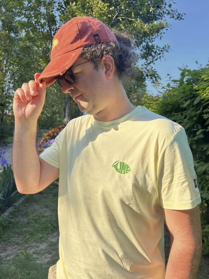 Unisex Organic Cotton T-Shirt Embroidered Lime