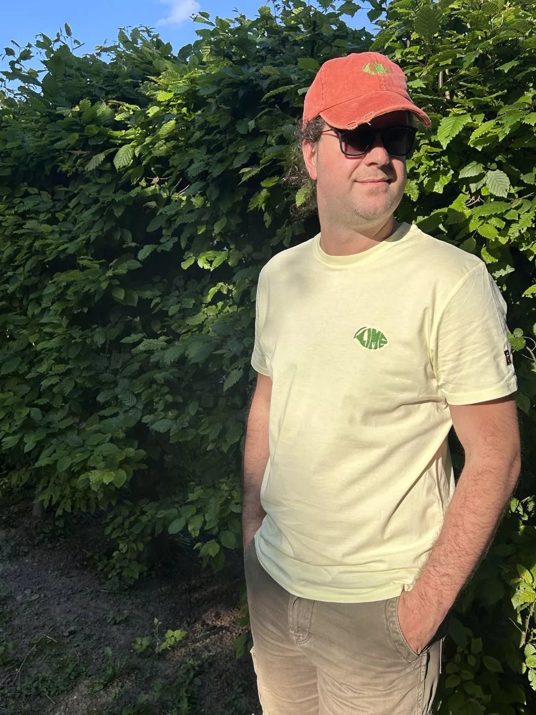 Unisex Organic Cotton T-Shirt Embroidered Lime